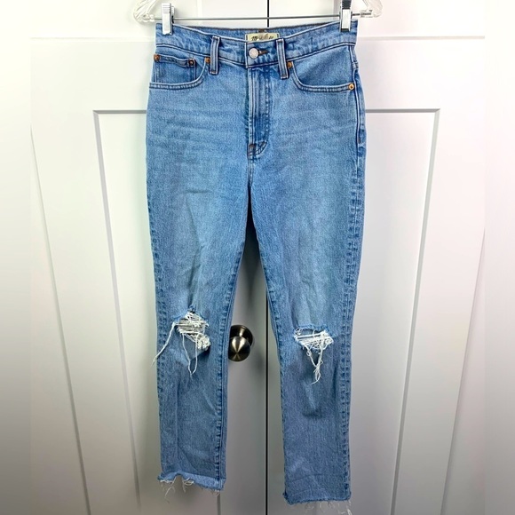 Madewell The Perfect Vintage Jean Size 25 Distressed Medium Wash Stretch Denim - Picture 1 of 10